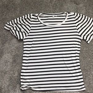 3 for $25 Black & cream striped, shirt sleeve top